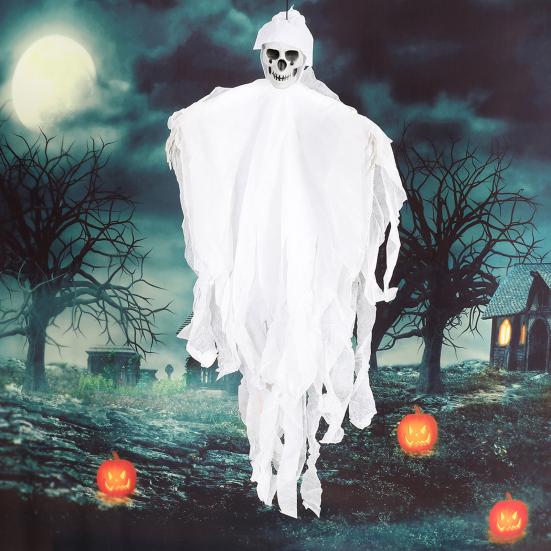 Halloween Hanging Skull Ghost Scary Grim Reaper Skeleton Decoration for Outside Yard Porch Haunted House Party Decor