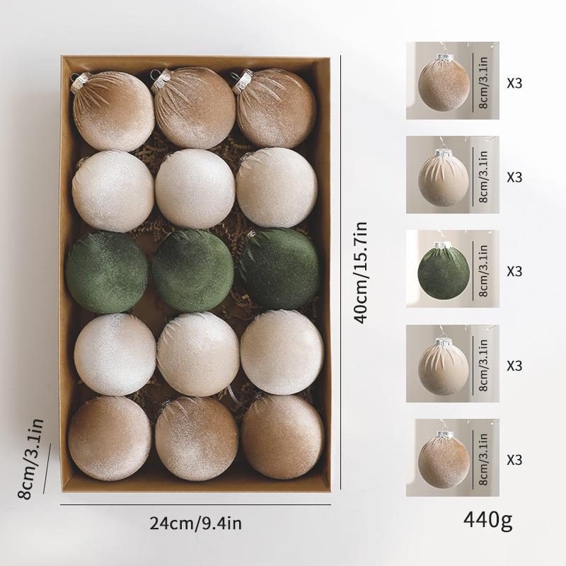 8cm/15PCS, Cloth Ball, Christmas Ball, Decorative Ornaments, Christmas Decoration Hanging Ornaments, Party Decoration Props, Reusable