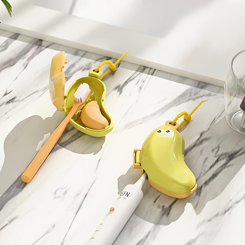 4Pcs Banana Shaped Toothbrush Storage Box, Portable for Travel & Home