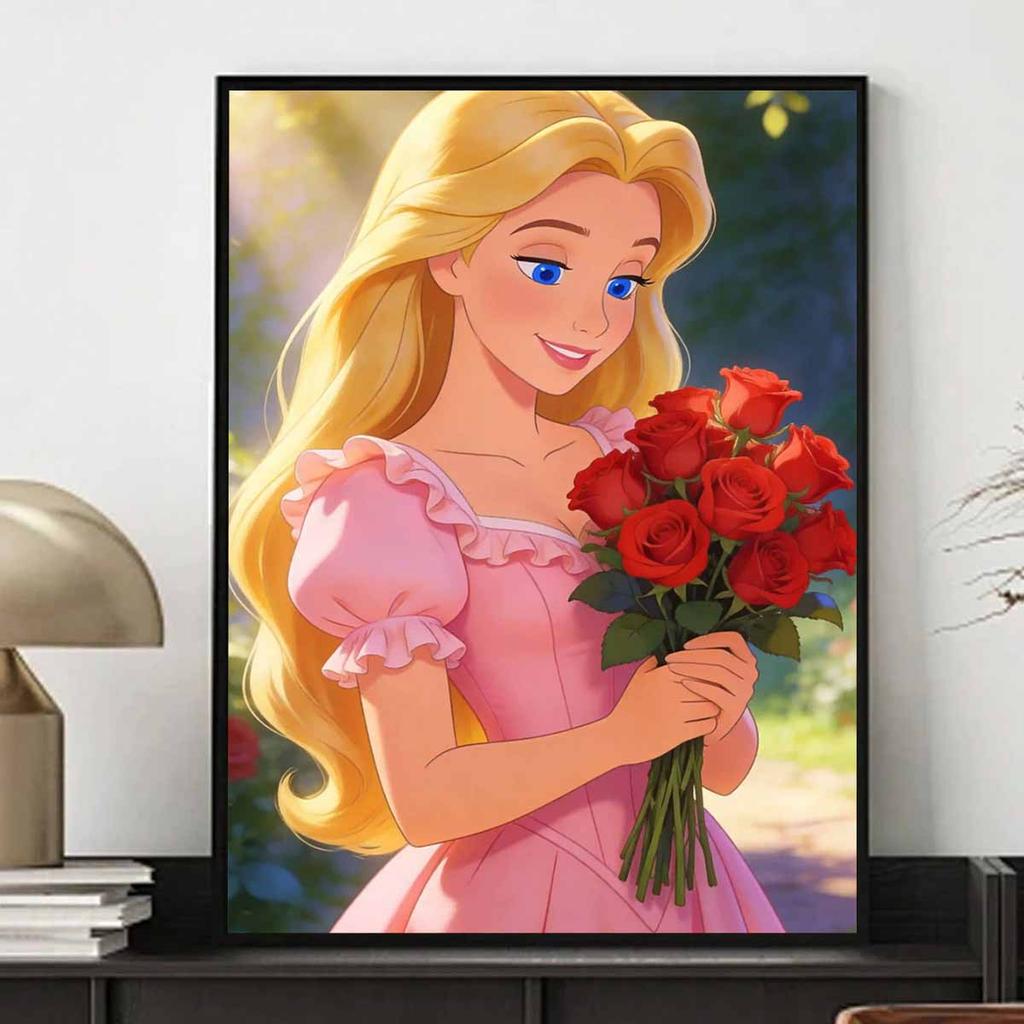 Disney Принцесса Рапунцель с красными розами Алмазная живопись Набор для творчества Ручная работа DIY Декор для дома Подарки
