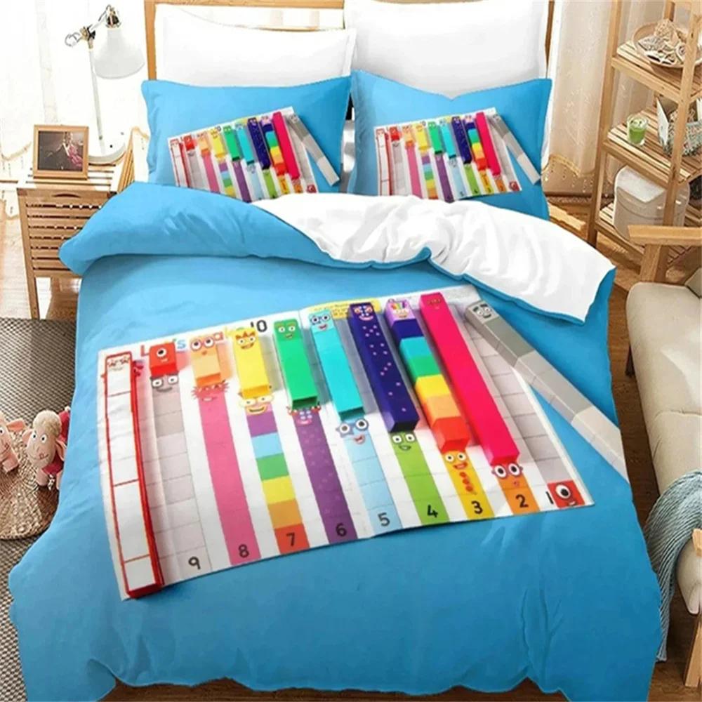 Cartoon Number-Blocks Bedding Set Duvet Cover Bed Set Quilt Cover Pillowcase Comforter King Queen Size Boys Adult