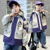 Куртки для мальчиков, весенние и осенние детские куртки, корейская мода, красивые ветровки с капюшоном для больших детей