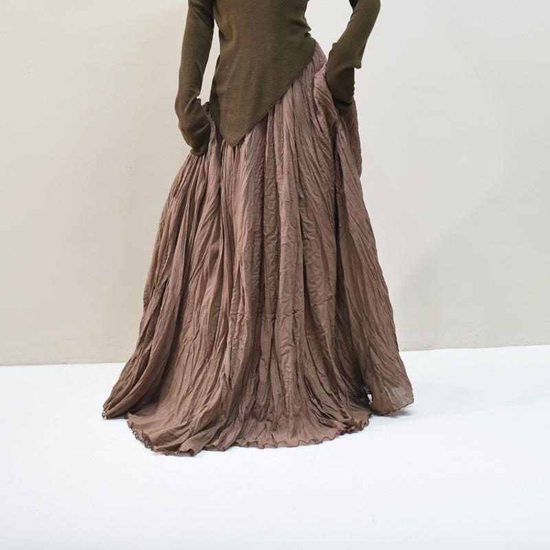 Женские льняные макси-юбки Летние Бохо Однотонные Пляжные Эластичные С высокой талией Плиссированные А-силуэта Легкие Расклешенные Длинные Макси-юбки Эластичная талия Длинная юбка для женщин
