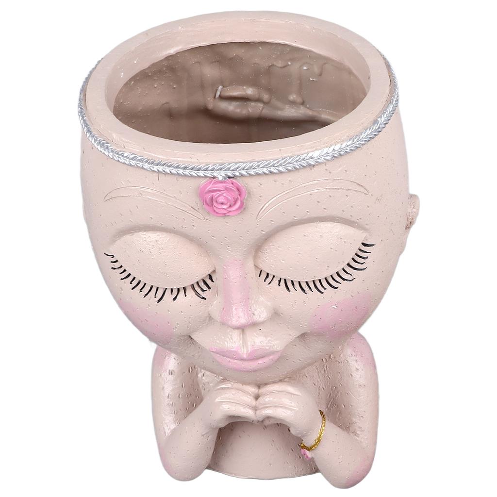 Горшок для растений в виде лица из смолы Love Style Lady Head Succulent Planter Women Face Flower Pot with Drainage