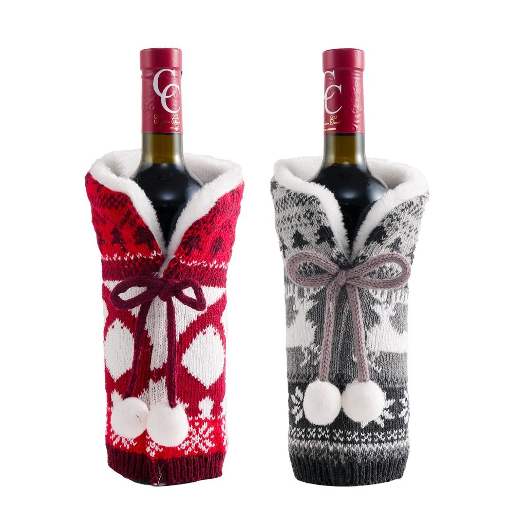 Christmas Wine Set Knitted Wine Set Hotel Restaurant Decoration Home Furnishing Wine Set Decoration Supplies