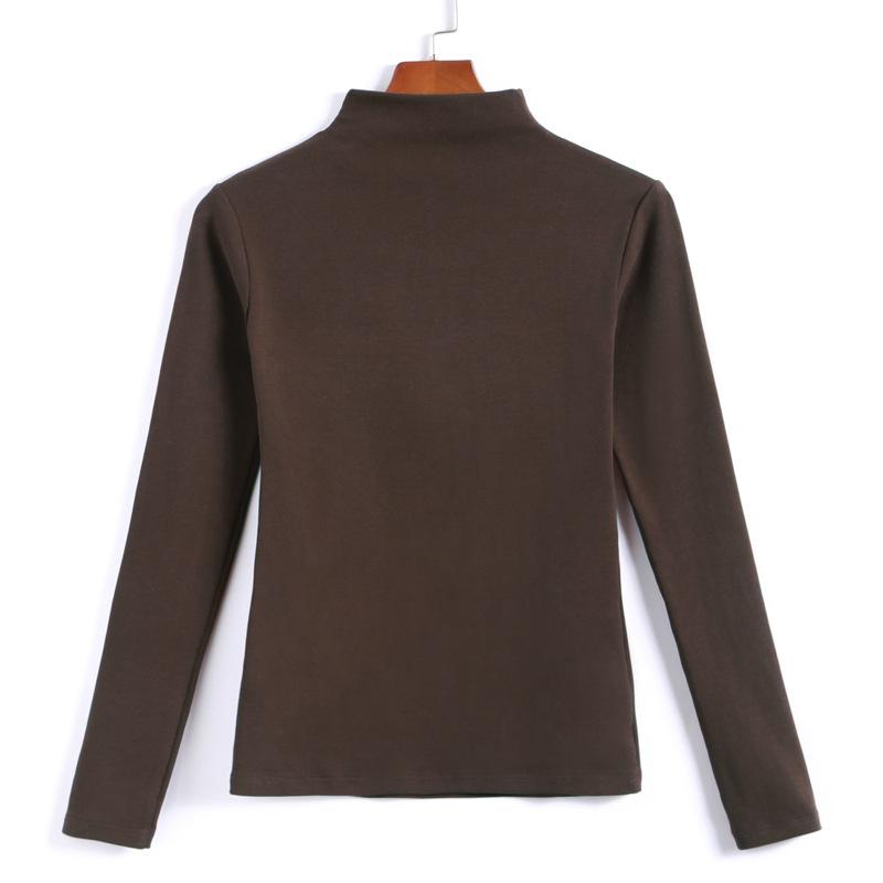 Осенне-зимняя женская футболка с длинными рукавами и полуводолазкой в стиле знаменитостей из Интернета, теплая базовая рубашка в корейском стиле, облегающая, эластичная