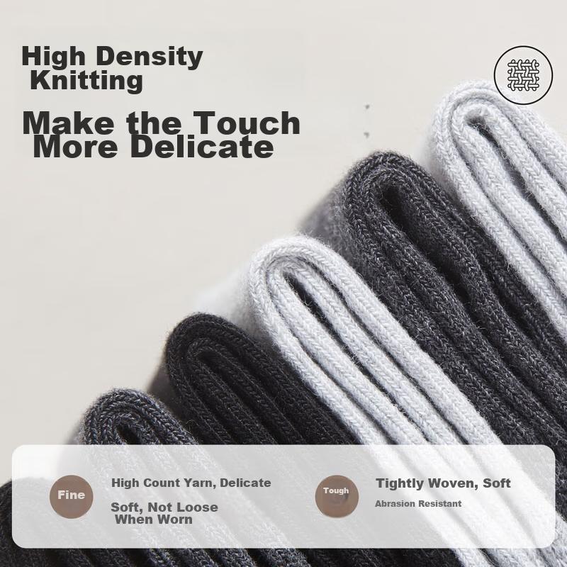 MiiOW 10-Pair Pack Men's Socks, Pure Cotton, Odor-Resistant, Mid-Calf, Sweat-Absorbing, Breathable, Business Casual Men's Socks, 2025 New Product