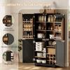 Kitchen Cabinet, Tall Storage with 4 Barn Doors, Wine Rack and Door Shelf, for Living Room and Dining Room, 80 x 40 x 180 cm