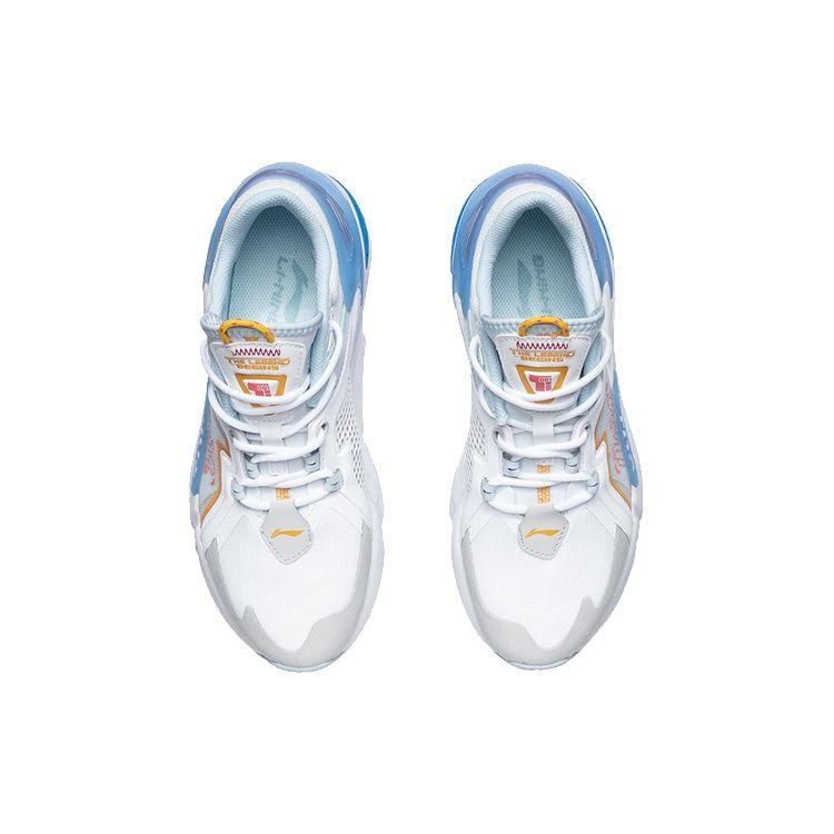 Кроссовки женские Li Ning 001 Ti с низким верхом, амортизирующие, нескользящие, белые, синие AGLR008-1