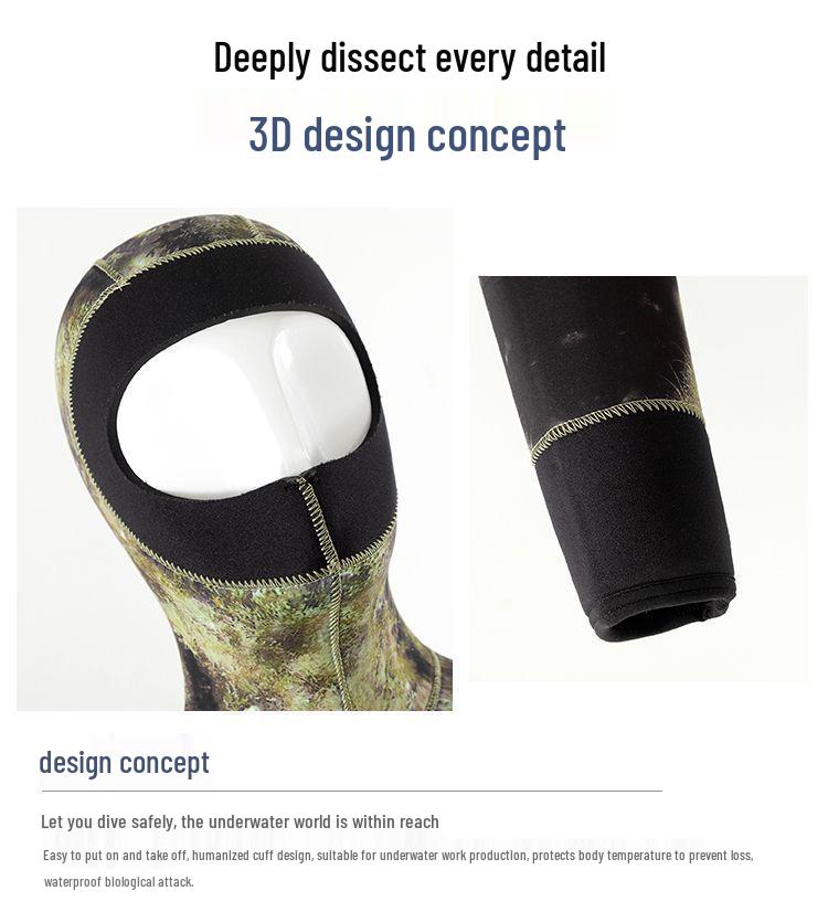 Гидрокостюм для подводной охоты из неопрена 3 мм с камуфляжным принтом - Теплый, защита от солнца и медуз