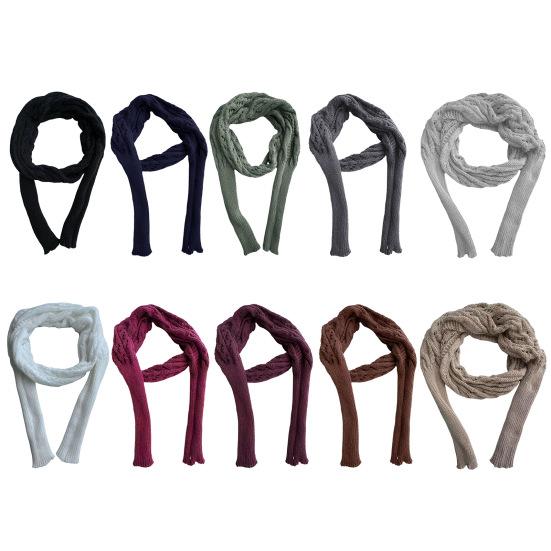 Sleeved Shawl Scarf Solid Color Hollow Twist Women Bohemian Style Wrap Braided Cable Scarf Winter Wear