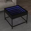 VidaXL Coffee Table with LED Infinity Black 50x50x41 Cm, Side Table, Living Room Table, Side Table, End Table, 847677