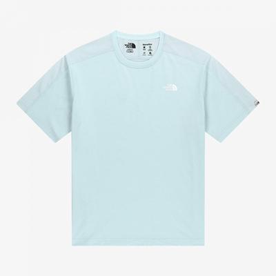 The North Face Белая этикетка Гибридная вафельная футболка с коротким рукавом с круглым вырезом Светло-голубая Nt7ur15l