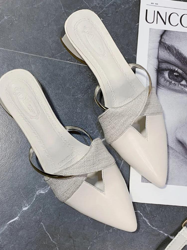 Модные элегантные туфли на каблуках Летние женские туфли Женские сандалии для отдыха тапочки удобные Открытые носки Slip-On Slides