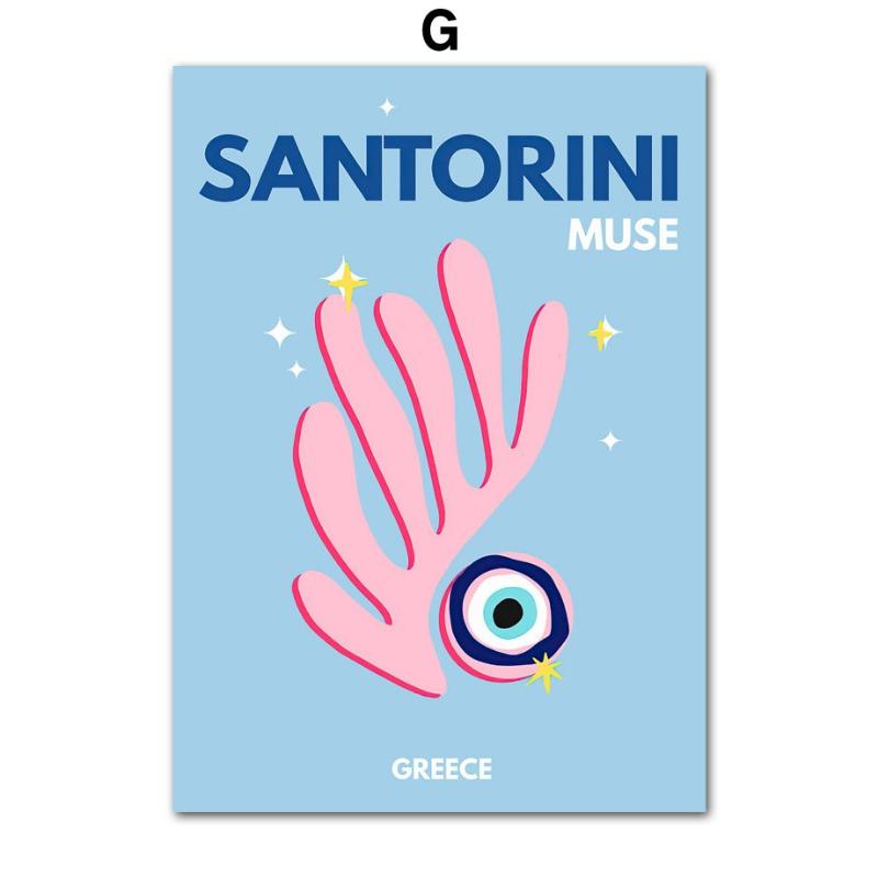 Color Travel City Abstract Posters Prints Ibiza Bondi Miami Palms Mykonos Wall Art Canvas Painting Pictures Bar Hotel Room Decor