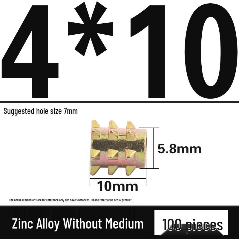 Alloy Threaded Spike Nut Connector for Solid Wood