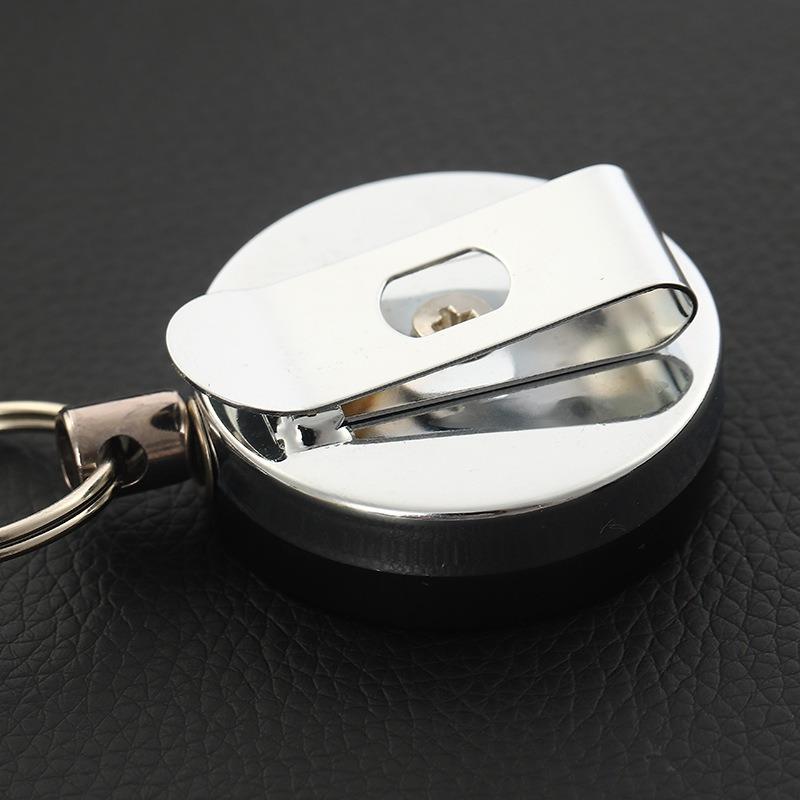 1/2Pcs Heavy Duty Retractable Pen Camping Pull Holder Reel Carpenter Pencils Anti Lost Rope Key Ring Chain Belt Clip