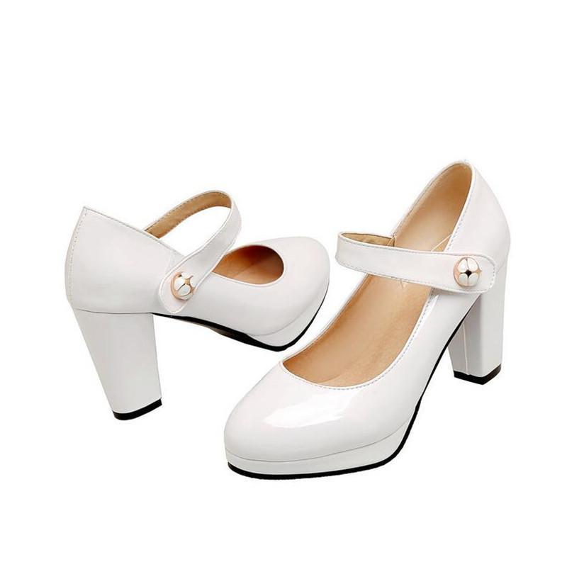 Женские туфли-лодочки Обувь для девочек Платформа Высокий каблук Туфли Мэри Джейн Каблуки Лолита Мелкий Круглый носок Офис Вечеринка Свадебная обувь