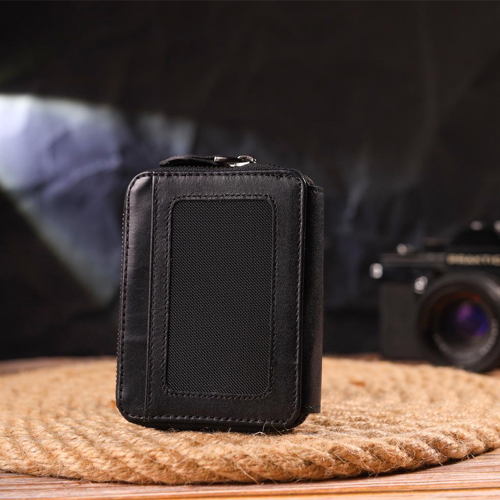 Beautiful Women's Purse Made of Natural Rough Leather CANPELLINI Wallet 21492 Black