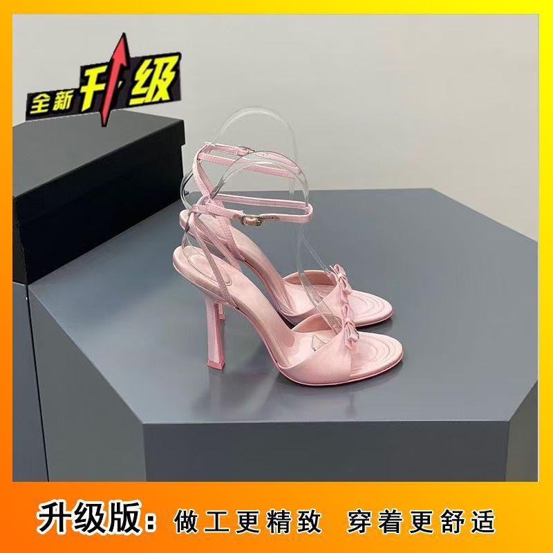 Лето 2025 французские милые туфли-лодочки с бантом, круглым носком и открытым носком на шпильке, женские элегантные феи, высокие каблуки, для улицы