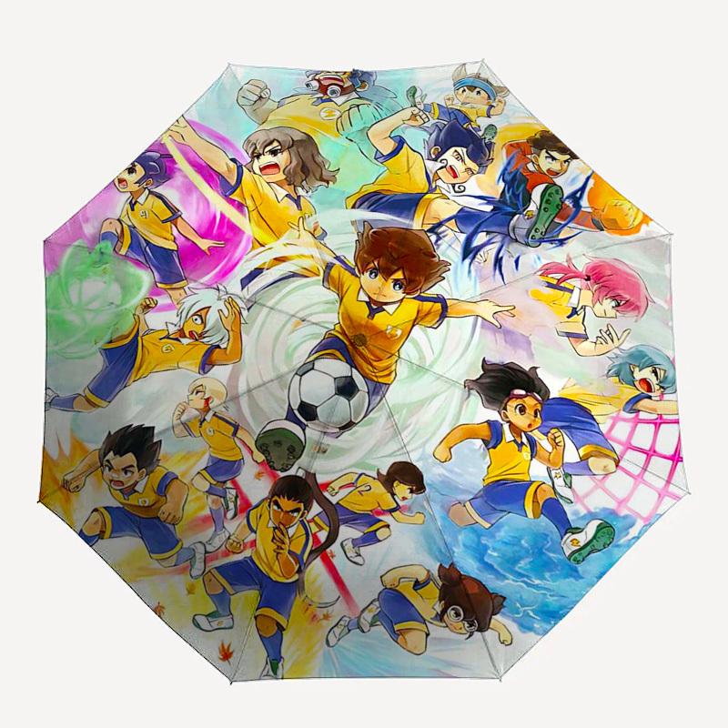 1pc Captain Tsubasa Automatic Folding Outdoor Umbrella - Portable 3-Fold Design with Iron Frame, Perfect for Fans, Travelers, Daily Use, and Gift