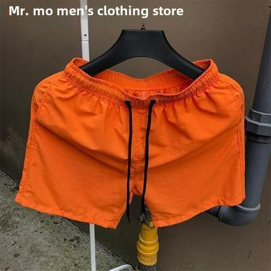 Мужские модные быстросохнущие корейские пляжные шорты карамельного цвета