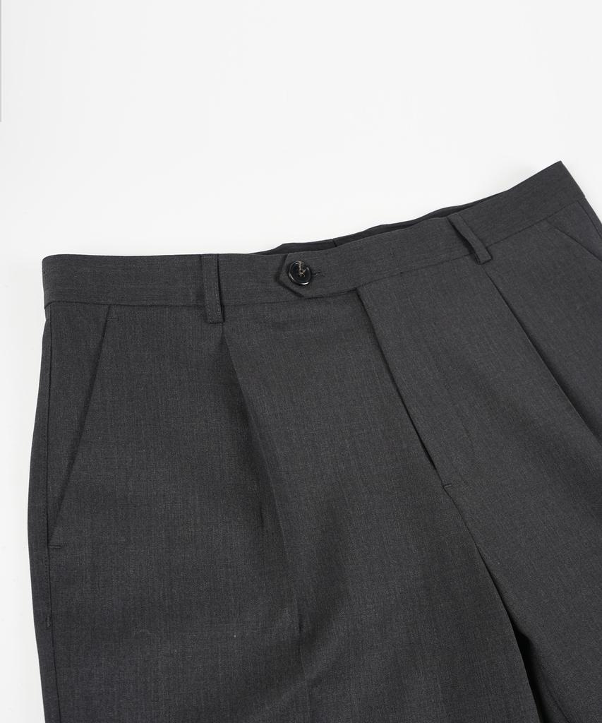 BIRBANTE Tailored Single-Pleat Setup Slacks - Charcoal
