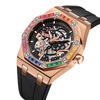 Fashion New Rainbow Diamond Automatic Mechanical Watch Men Silicone Belt Waterproof Watch