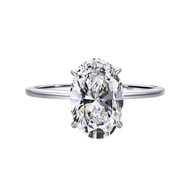 Ada Jewelry Свадебное кольцо Роскошное стерлинговое серебро S925 5 карат Овальный циркон Женское кольцо для вечеринок