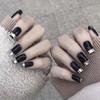 Роскошные черные блестящие носимые наклейки для ногтей - Готовый маникюр накладные ногти