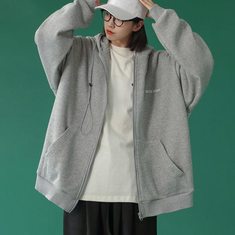 Весенне-осенний стиль, свободный универсальный спортивный кардиган на молнии, свитер с капюшоном, женское пальто