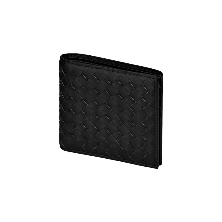 Bottega Veneta Short Woven Wallet With Card Slots Men Wallet Black 113993V46511000