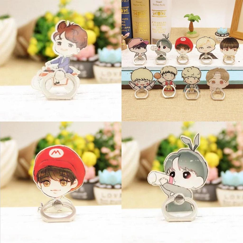 Bts Cartoon Phone Holder With 360degree Rotation For Fans And Mobile Use