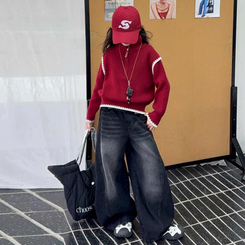 Вязаный свитер для девочек Осень-Зима 2025 - Стильный утолщенный топ для детей старшего возраста