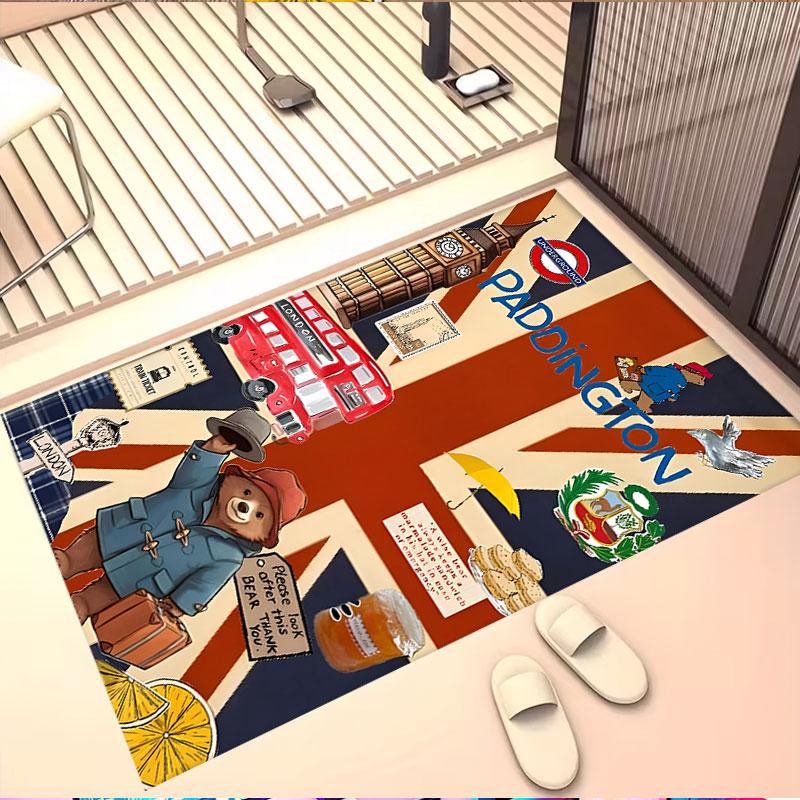 Paddington Bear Print Rug, Washable Floor Carpet, For Entryway Dorm Laundry Room Office Study, Home Decor Birthday Christmas Gift
