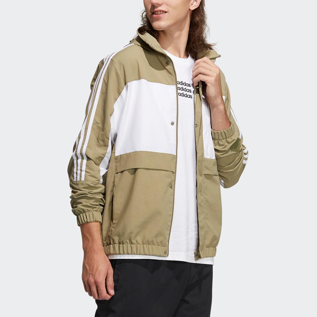 Adidas Neo Casual Sports Jacket with Detachable Hood Men Outerwear Olive H55263