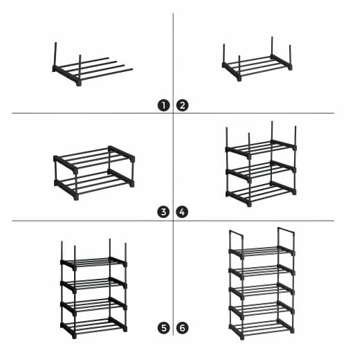 SONGMICS Shoe Rack, 5-Tier, Large Capacity, Slim Design, Dividable for Space-Saving Storage, Keeps Entryway Clean, Black (LSA005B02)