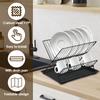 Dish Drying Rack with Drip Tray 2-Tier Compact Kitchen Dish Rack Foldable Dish Drainer Rack Kitchen Plate Organizer Utensil Rack