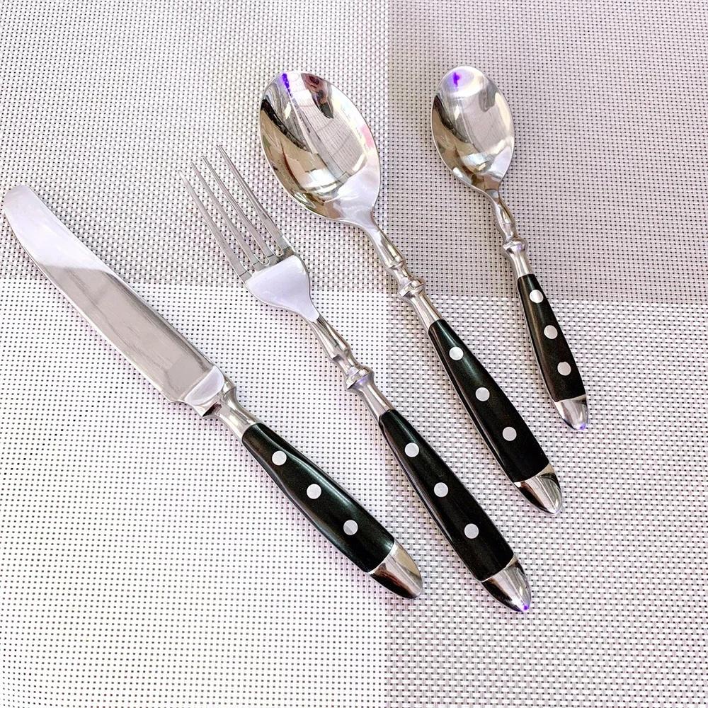 Steel Western Food Tableware Set Three Nails Knife, Fork and Spoon Practical Bakelite Black Handle Stainless Knife