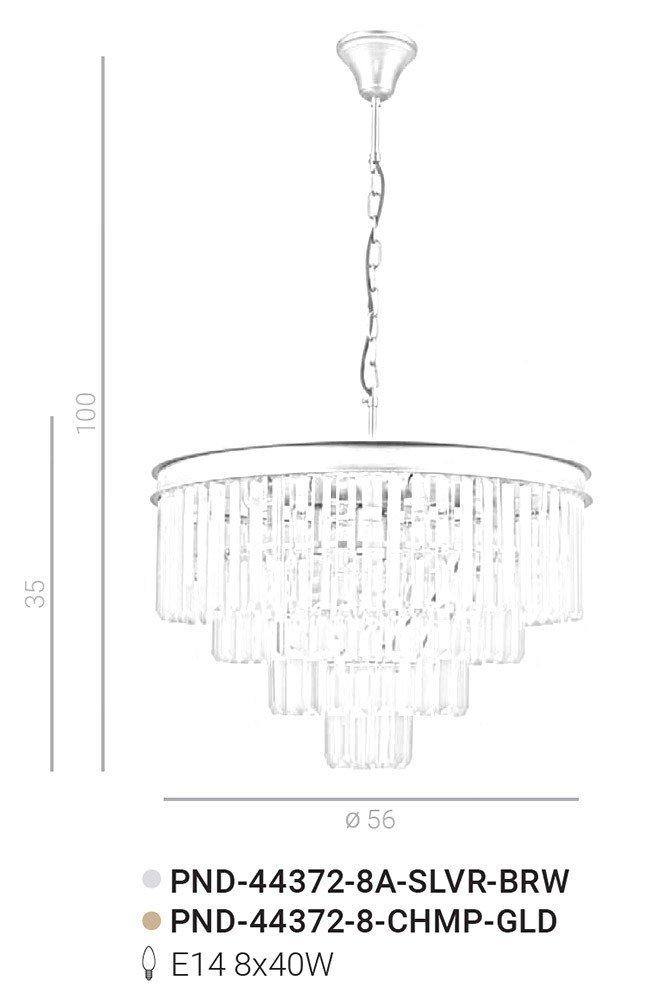 Lampa wisząca Verdes PND-44372-8A-SLVR-BRW Italux