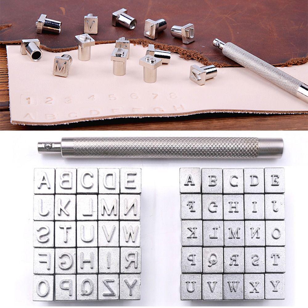 Печать на коже с номером, печать на металлической коже, логотип с прочным штампом с английским алфавитом, изделия из кожи