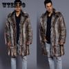 Новая зимняя мужская шуба из искусственной норки с отложным воротником, длинная ветровка с принтом в полоску, свободная повседневная мужская куртка из лисьей кожи