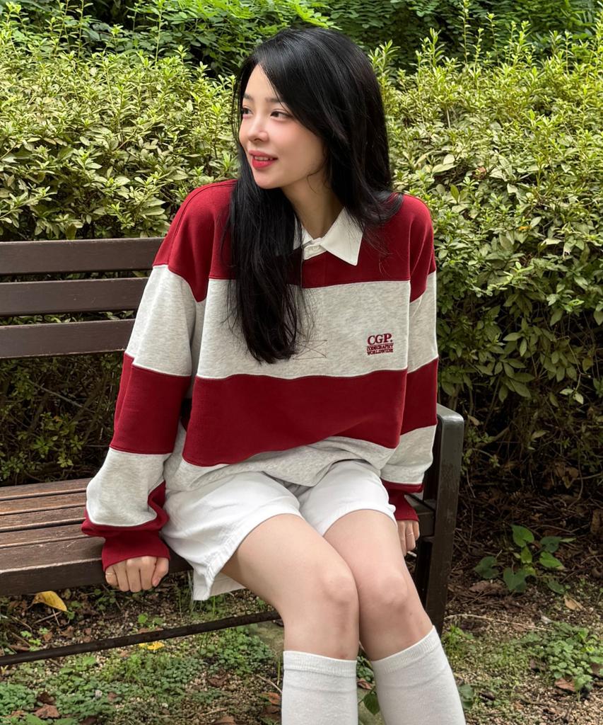 CGP Striped Rugby Sweatshirt_Dark Red
