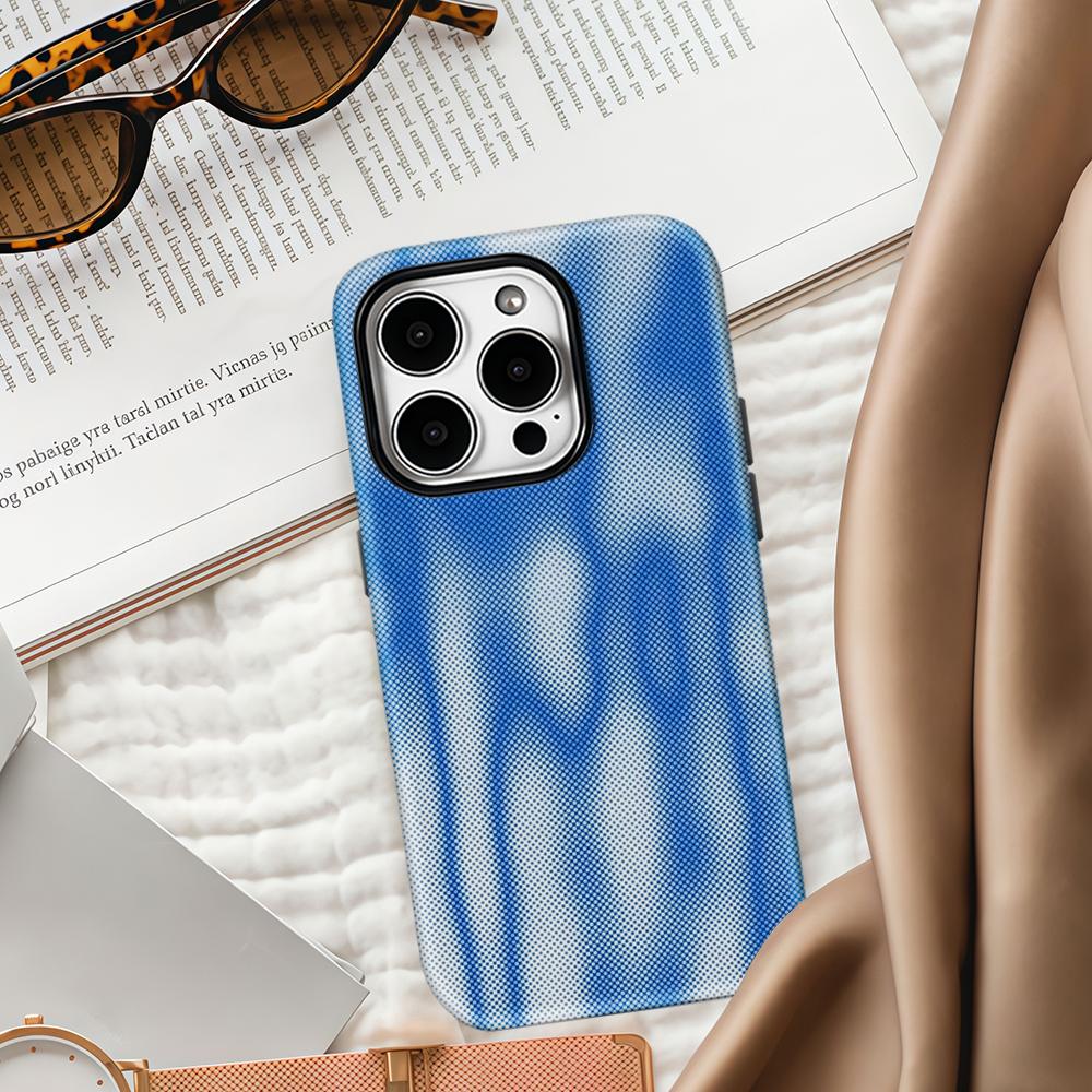 Синий чехол с полутонами для iPhone 17 16 15 14 13 Pro Max Plus, для магнитного, однослойный, двухслойный, прочный чехол