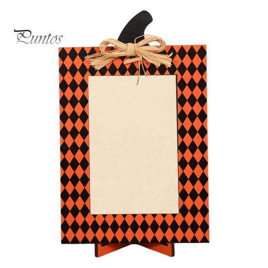 Хэллоуин деревянные фоторамки тыква клетчатый держатель для фотографий настольное украшение для дома ферма гостиная внутренний декор для вечеринки