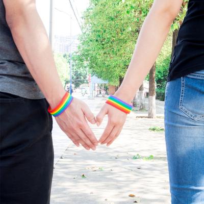 Мужской женский браслет с радужной лентой, силиконовый браслет для геев и лесбиянок, браслет