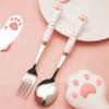 Stainless Steel Spoon And Fork Set With Storage Box Portable Tableware Cute Cat Paw Shaped Dinnerware Kit For Adults Kids Tools