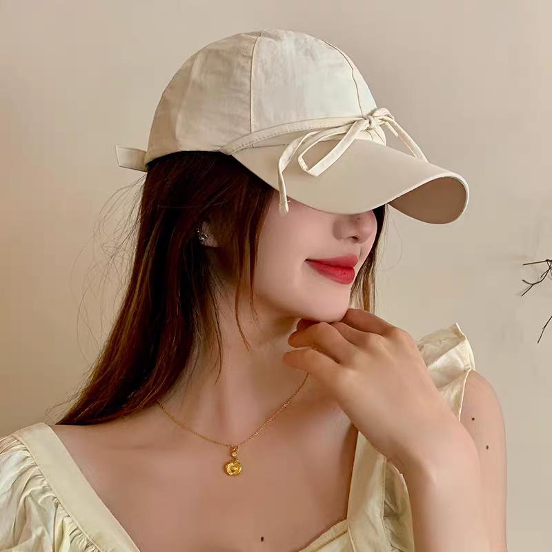Quick-drying niche sweet bow baseball cap children wide brim sunshade light breathable face small cap