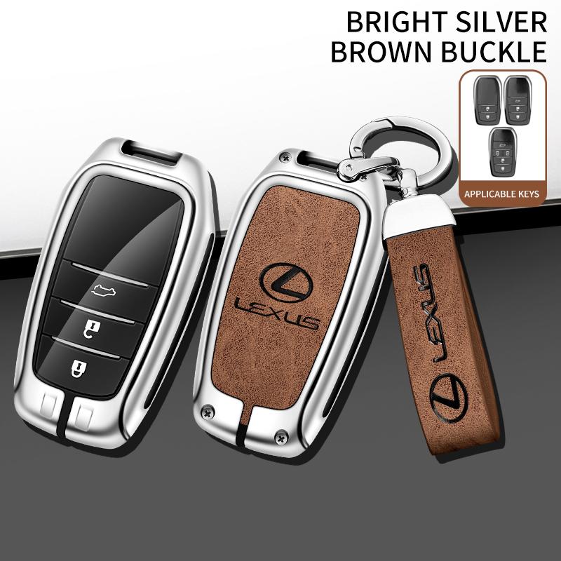 BJYL6 Interior Stickers 2/3/5 Buttons Zinc Alloy Leather Car Key Case Fob Cover Holder Keychain For Lexus LM300H LM Keyless Protection