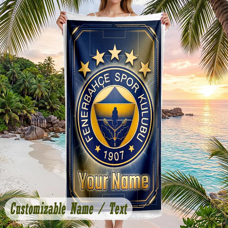 Beach Towel Fenerbahçe FC Print Custom Name Text Soft Towel for Swimming Pool